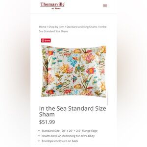 Tropical Vibes With This Pair of Thomasville, In The Sea Standard Sz Shams